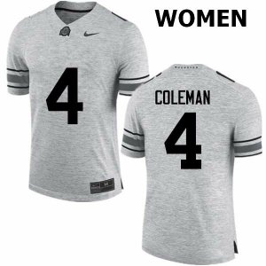 Women's Ohio State Buckeyes #4 Kurt Coleman Gray Nike NCAA College Football Jersey For Fans ACX4444ON